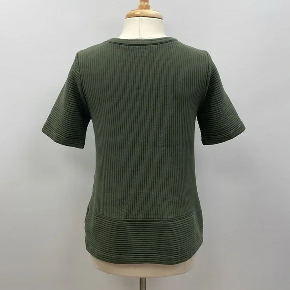 Boden Hattie Ribbed Knit Crewneck Short Sleeve Relaxed Shirt Green 12 - Picture 5 of 8